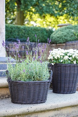 POLYRATTAN LINED BASKET WILLOW H28CM D38CM &pound;39.99