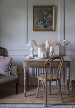 PADSTOW WHITE WASH WOODEN CANDLE HOLDER H22CM D9CM £24.99, PADSTOW WHITE WASH WOODEN CANDLE HOLDER H14CM D9CM £19.99