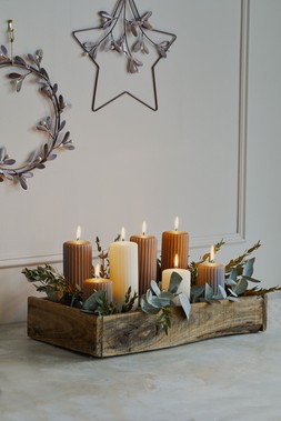 Ribbed Pillar Candle Taupe 120Mm &pound;6.49 2