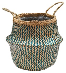 Seagrass Chevron Teal Lined Basket Small H25cm D30cm &pound;24.99, Medium H30cm D35cm &pound;29.99