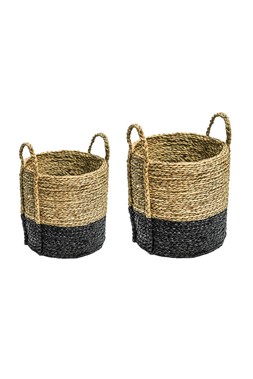Seagrass Log & Kindling Basket, Black, Set Of 2 &pound;129.98