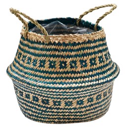 Seagrass Tribal Teal Lined Basket Small H25cm D30cm &pound;24.99, Medium H30cm D35cm &pound;29.99