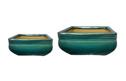 Square Bonsai Planter Teal Set Of 2 &pound;42.98
