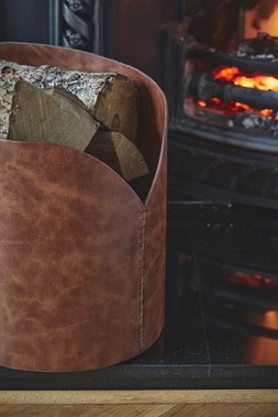 Tan Faux Leather Log Bucket H30cm W40cm &pound;89.99