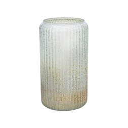 Verre Frosted Ribbed Glass Gold Vase H25.5cm W14.5cm £25.99
