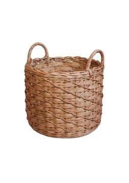 Woven Round Rattan Log Basket With Handles H50cm D50cm £99.99