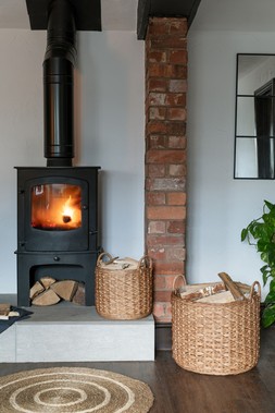 WOVEN ROUND RATTAN LOG BASKET WITH HANDLES £99.99