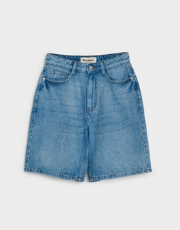 Denim Bermuda Shorts in Mid Wash