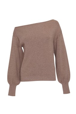 Beige Soft Slash Neck Jumper