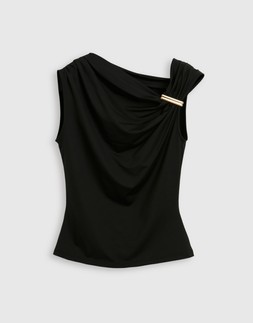 Asymmetric Draped Vest in Black