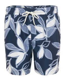 Navy Leaf Print Quick Dry Swim Shorts