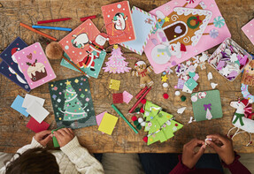 Bright Red Pom Poms 60 Pack £1.00 Felt Tip Pen 10 Pack £1.00 Assorted Polyester Felt Sheets 23cm x 30cm 15 Pack £6.50 Natural Wooden Craft Sticks 50 Pack £1.00 Assorted Card A4 70 Pack £4.00 Green and Red Glitter Card A4 16 Pack £5.00 Red and White Cotton Twine 100m £4.50 from Hobbycraft