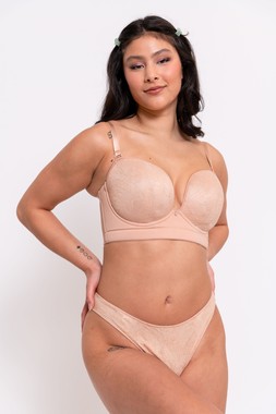 Hey Girls Superplunge Latte Strapless Bra &pound;42, USD 72, EUR 62, CAD 99, Latte Thong &pound;17, USD 37, EUR 31, CAD 46 8
