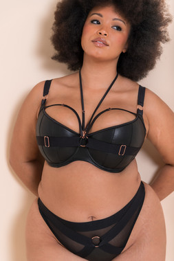 HARNESSED HALF CUP PADDED BRA £42 €62 AU98.95 CA89 & DEEP THONG £19 €29 AU38.95 CA35
