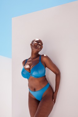 Lush, Full Plunge Bra , Peacock Blue, £34.00, US$67.00, CA$85.00, €51.00, A$85.00, Lush, Thong, Peacock Blue, £16.00, US$32.00, CA$40.00, €26.00, A$40.00