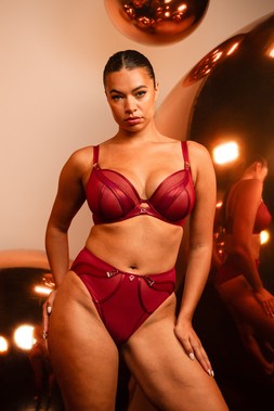Suspense, High Waist Brief, Sangria, £26.00, US$51.00, CA$68.00, €36.00, A$78.00, Suspense, Plunge Bra, Sangria, £46.00, US$88.00, CA$115.00, €72.00, A$120.00