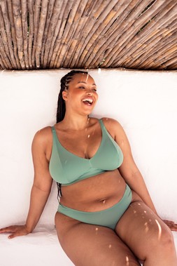 Zen, Bralette, Sage Green, £24.00, US$54.00, CA$59.00, €36.00, A$59.95, Zen, Brazilian Brief, Sage Green, £15.00, US$26.00, CA$28.00, €23.00, A$30.95