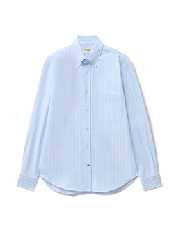 Neem London Recycled Pinpoint Oxford Cotton Sky Stripe Button Down Shirt £155
