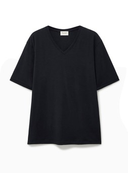 Neem London ZQ Merino Super 120s Jersey Black V-Neck T-Shirt £95