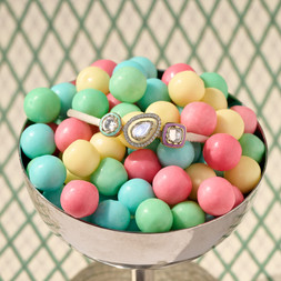 VIXII, SACRED ALIGNMENT MINK, PASTEL AND GOLD BRACELET £379 BUBBLE GUM SQUARE CROP, www.vixiiworld.com