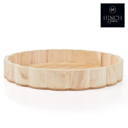 Hinch Home Round Wooden Scallop Tray