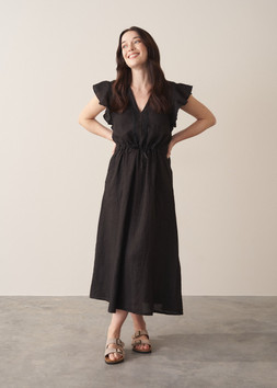 Juno Linen Dress - Black, £135