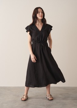 Juno Linen Dress - Black, £135