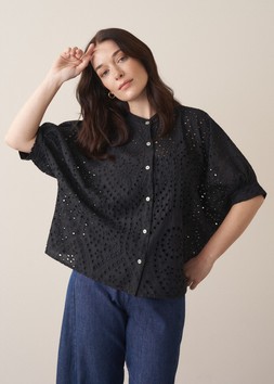 Louella Broderie Anglaise Top – Black, £89