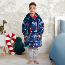OHS Kids Alien Astronaut Space Print Hoodie Blanket - Navy-£12