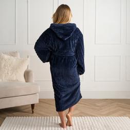 OHS Ribbed Fleece Dressing Gown, Adults - Navy - £19.00
