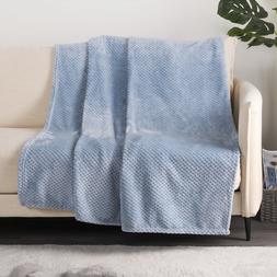 Dreamscene Waffle Mink Throw - Blue - £9