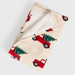 OHS Home for Christmas Printed Throw, Natural- £11
