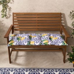 OHS 2-Seater Indoor/Outdoor Lemon Print Bench Pad - White/Blue - £17