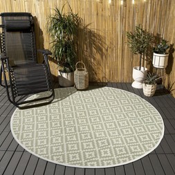 OHS Geometric Print Outdoor Rug - Sage/White - £8.50