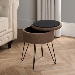 OHS Bouclé Storage Hairpin Stool - Mink- £26
