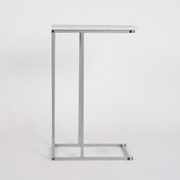 OHS C Shape Marble Look Side Table - White - £18