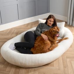 OHS Ribbed Faux Fur Human Size Pet Bed - Cream- £108