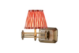Extendable brass wall light with orange pleated