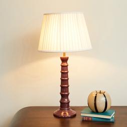 Burgundy Enamel table Lamp Neutral pleated Shade