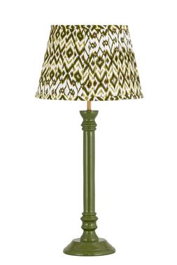 Green enamel table lamp with green pleated shade
