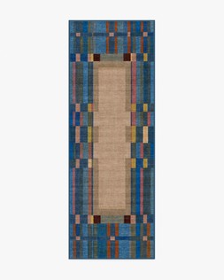 Ruggable - Jungalow Collection - Lad Blue - 75 x 215 cm - Flatwoven £159, Tufted £189 (Aerial)- EMBARGOED UNTIL 2ND JULY 2026- EMBARGOED UNTIL 2ND JULY 2026