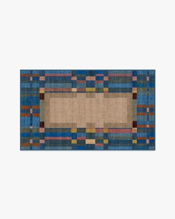 Ruggable - Jungalow Collection - Lad Blue - 90 x 150 cm - Flatwoven £179, Tufted £239 (Aerial)- EMBARGOED UNTIL 2ND JULY 2026- EMBARGOED UNTIL 2ND JULY 2026