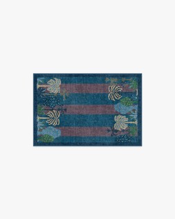 Ruggable - Jungalow Collection - Palmistry Pinstripe Blue - 60 x 90 cm - Flatwoven £99, Tufted £119 (Aerial)- EMBARGOED UNTIL 2ND JULY 2026