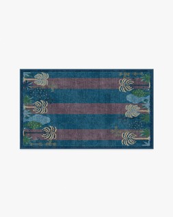 Ruggable - Jungalow Collection - Palmistry Pinstripe Blue - 90 x 150 cm - Flatwoven £179, Tufted £239 (Aerial)- EMBARGOED UNTIL 2ND JULY 2026