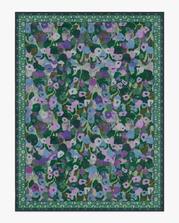 Ruggable - Jungalow Collection - Vera Green Plum - 275 x 365 cm - Flatwoven £799, Tufted £1,049 (Aerial)- EMBARGOED UNTIL 2ND JULY 2026