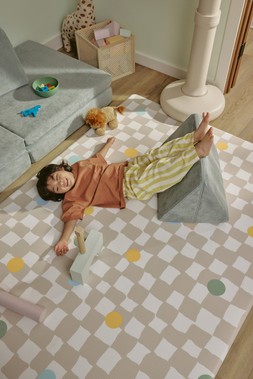 Ruggable Play Mat Mini-Me Check Soft Taupe £199 Kids Room- under embargo until July 30th