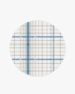 Irene Plaid Ivory & Blue Multicolour Rug 185 Round £289