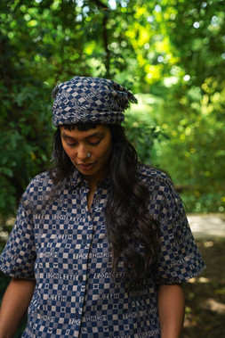 Organic Cotton Scarf in Midnight & Putty