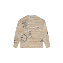 Cross Stitch Jumper in Putty & Midnight