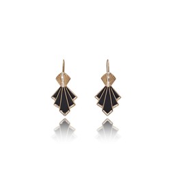BLACK AND GOLD FAN DECO DROP EARRINGS £30 BY LOVETT & CO